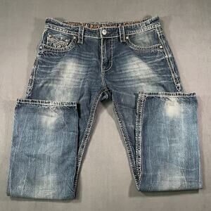 Rock Revival ‘ Caiden Straight’ Blue Jeans Men’s Size 38x32
